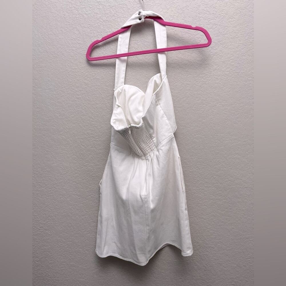 Anthropologie Mare Mare White Denim Halter Mini Dress XS Bridal Resort Coastal - Picture 4 of 6